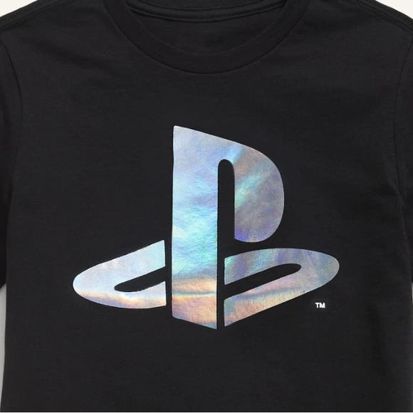 Old Navy Boys XS Black PlayStation Holographic Logo Graphic Retro T-Shirt - NWT - Picture 2 of 5